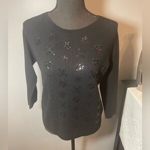 Black Sequin Snowflake Sweater